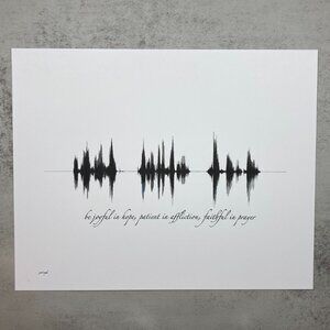 NEW Be Joyful Soundwave Wall Art Print 8x10in Black White Christian Scripture